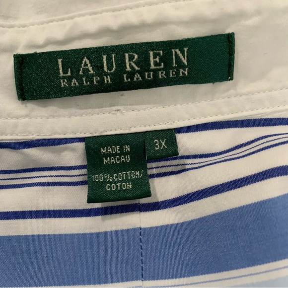 LRL Ralph Lauren Shirt Womens 3X Preppy Striped Monogram Logo Button Up Coastal - Picture 14 of 15